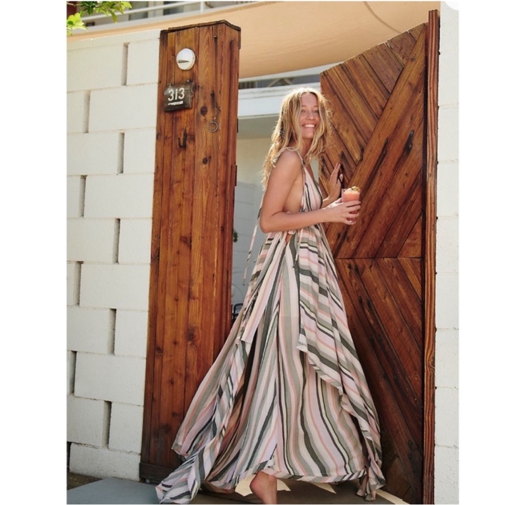 Free People Tropical Heat Halter Maxi Dress size small